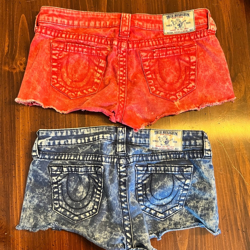 Two pairs true religion shorts